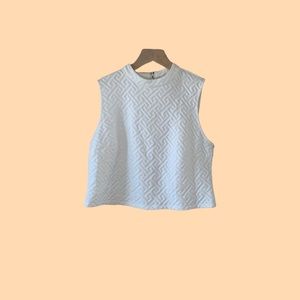 White Geometric Design Crop Top